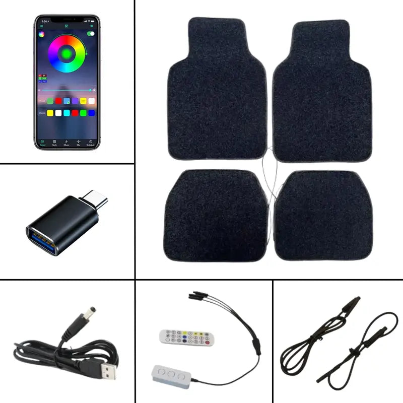 Starlight Waterproof Car Floor Mats 4PC 100+ Colors USB Universal Fit
