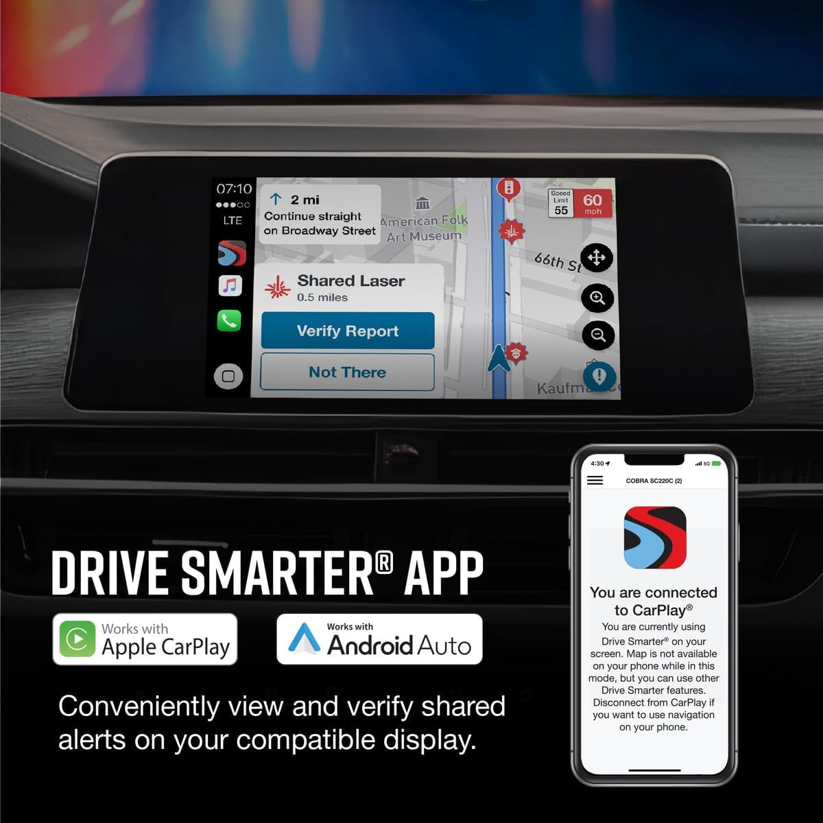 RAD 700I Laser Radar Detector - Premium Detection Range, Autolearn Intelligence, Advanced Filtering Software, Apple Carplay and Android Auto Compatible, Laser Eye Front and Rear Detection