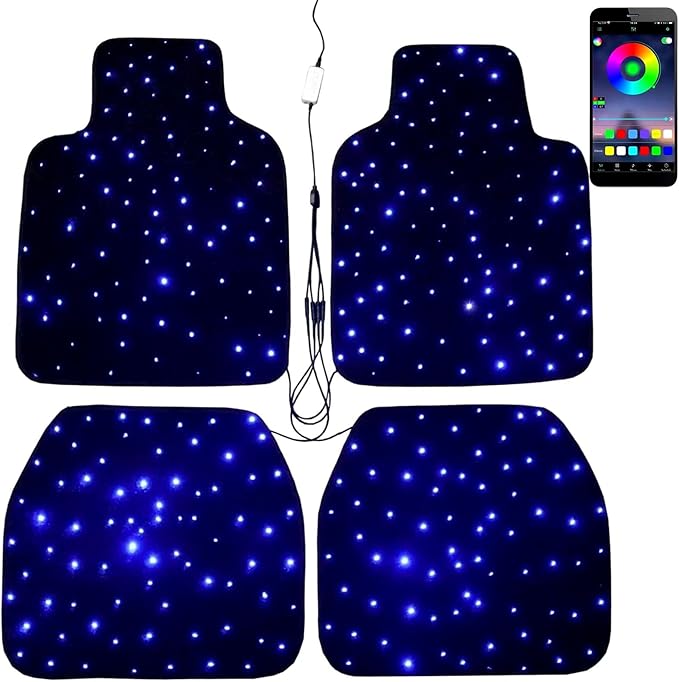Starlight Waterproof Car Floor Mats 4PC 100+ Colors USB Universal Fit