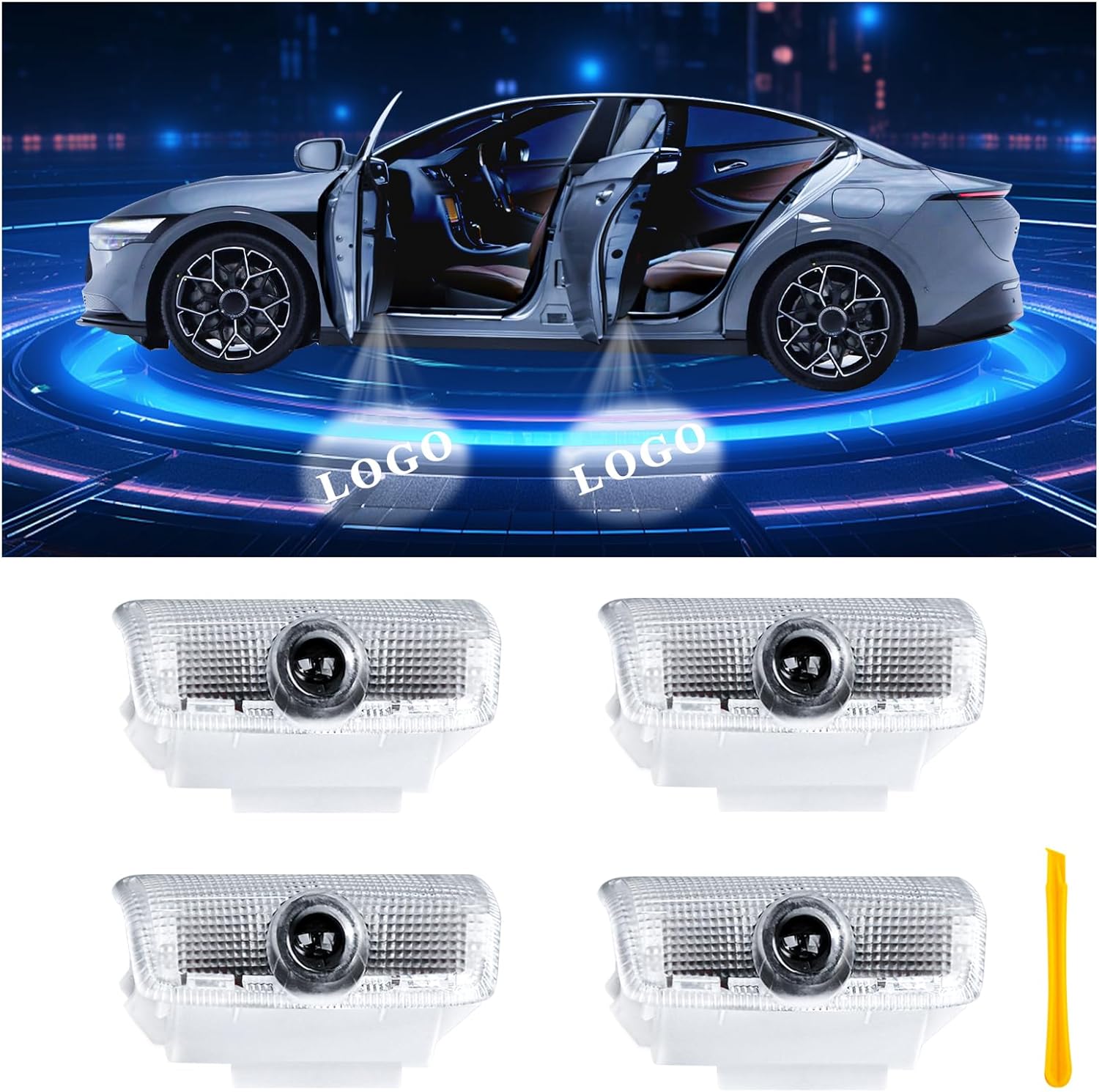 Car Door Lights Logo Projector Puddle Lights Compatible with Infiniti G Q50L Q50 Q60 Q70 M EX QX50 QX50 QX70 QX80 Accessories, No Fade 4K-HD Car Welcome Lights(4 Pack)