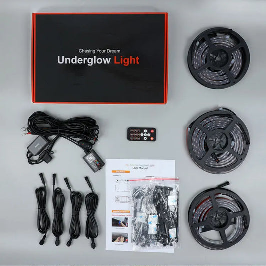 Dual-Row RGBIC Underbody LED Light Kit – IP68 Waterproof Flowing Chasing Glow (6-Piece Set for Cars)