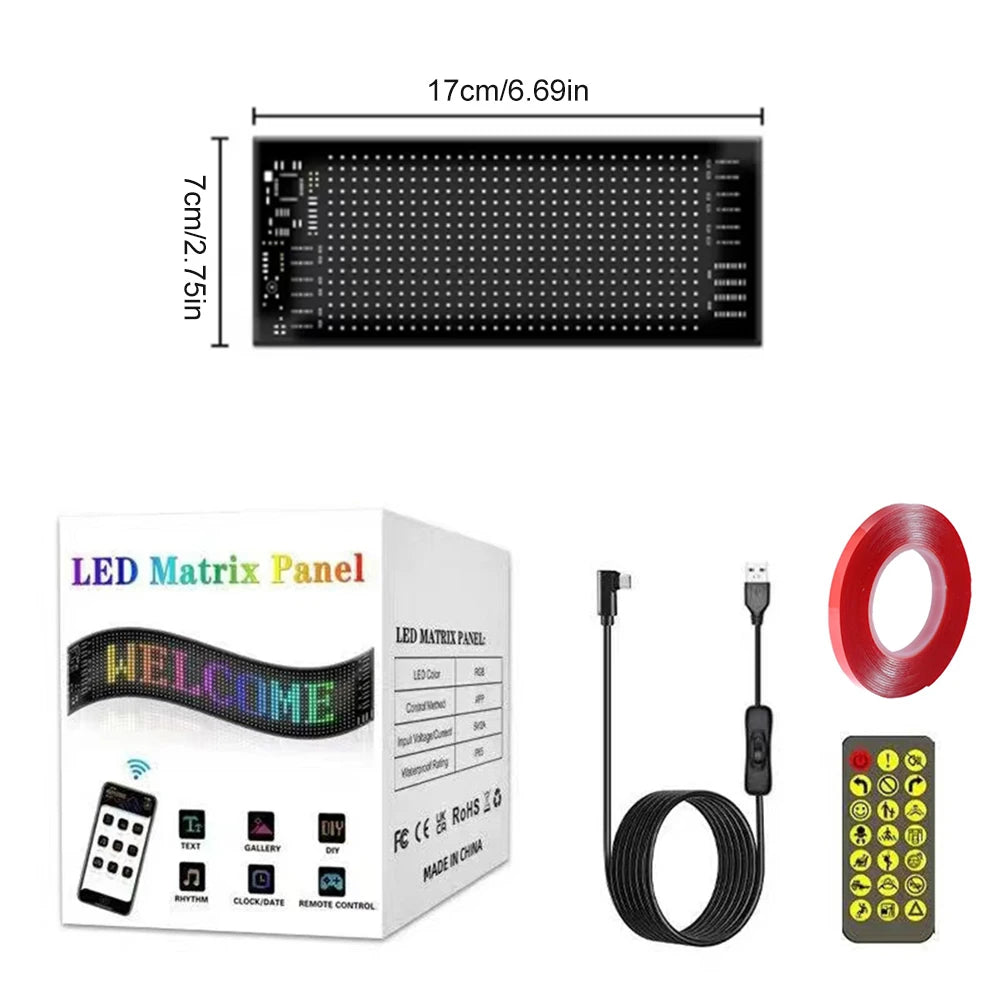 Smart LED Car Display – Flexible Matrix Screen for Rear Window | App-Controlled Text, Emojis & Animations | IP65 Weatherproof