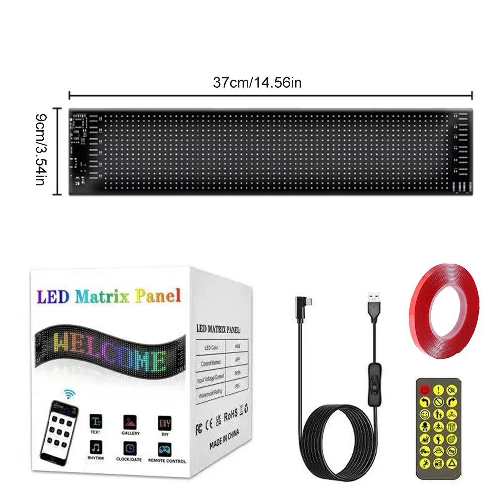 Smart LED Car Display – Flexible Matrix Screen for Rear Window | App-Controlled Text, Emojis & Animations | IP65 Weatherproof
