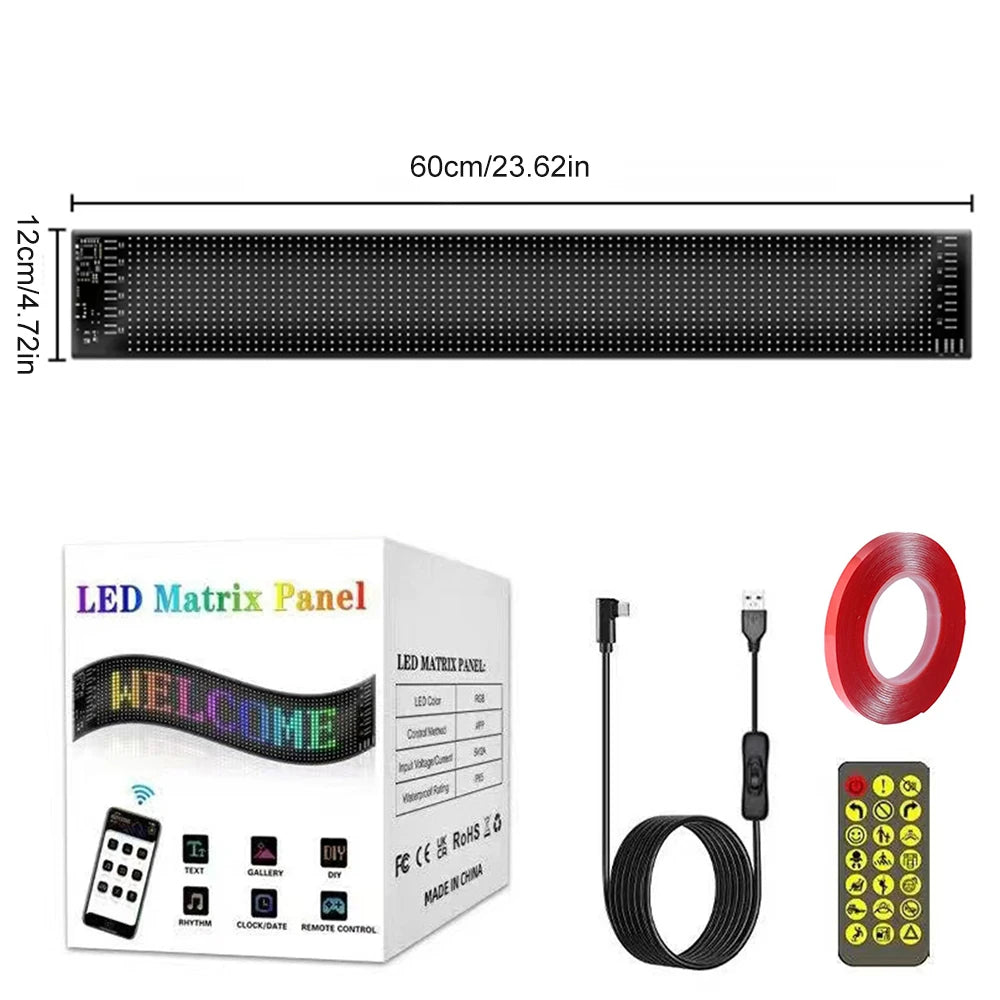 Smart LED Car Display – Flexible Matrix Screen for Rear Window | App-Controlled Text, Emojis & Animations | IP65 Weatherproof