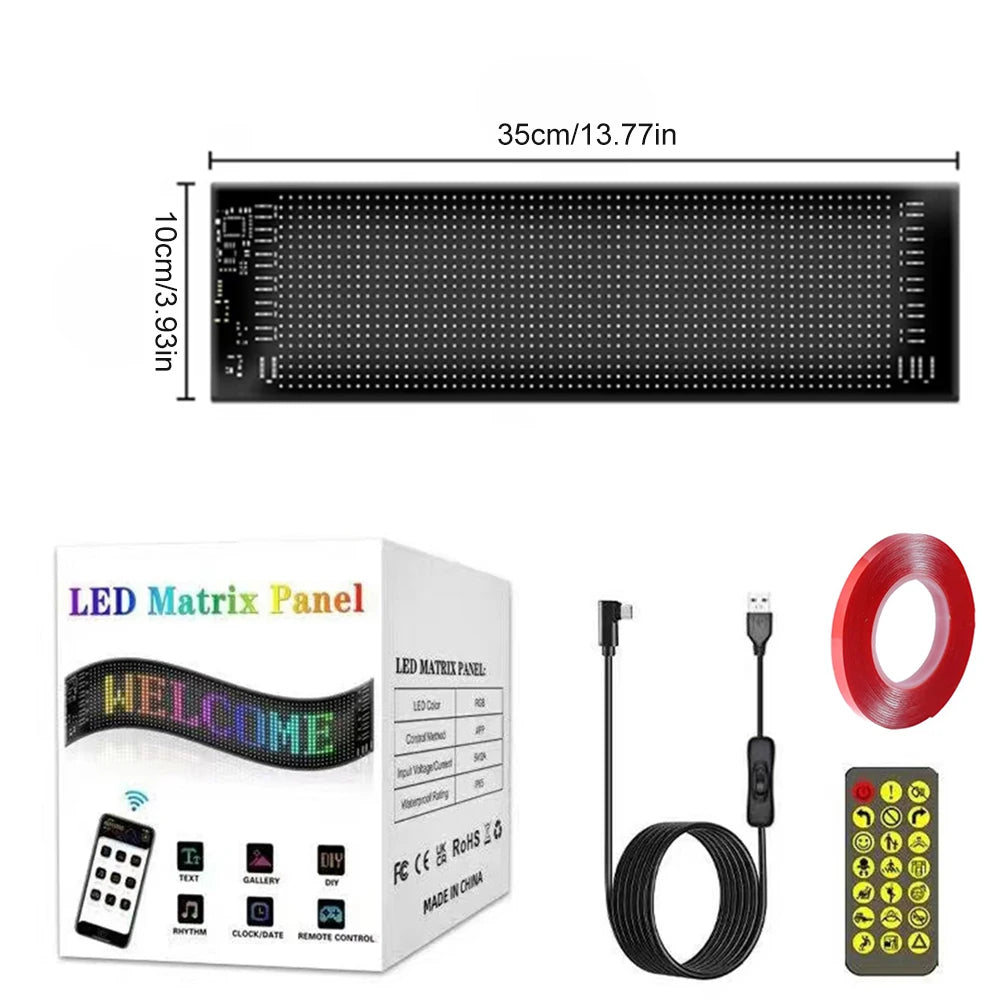 Smart LED Car Display – Flexible Matrix Screen for Rear Window | App-Controlled Text, Emojis & Animations | IP65 Weatherproof
