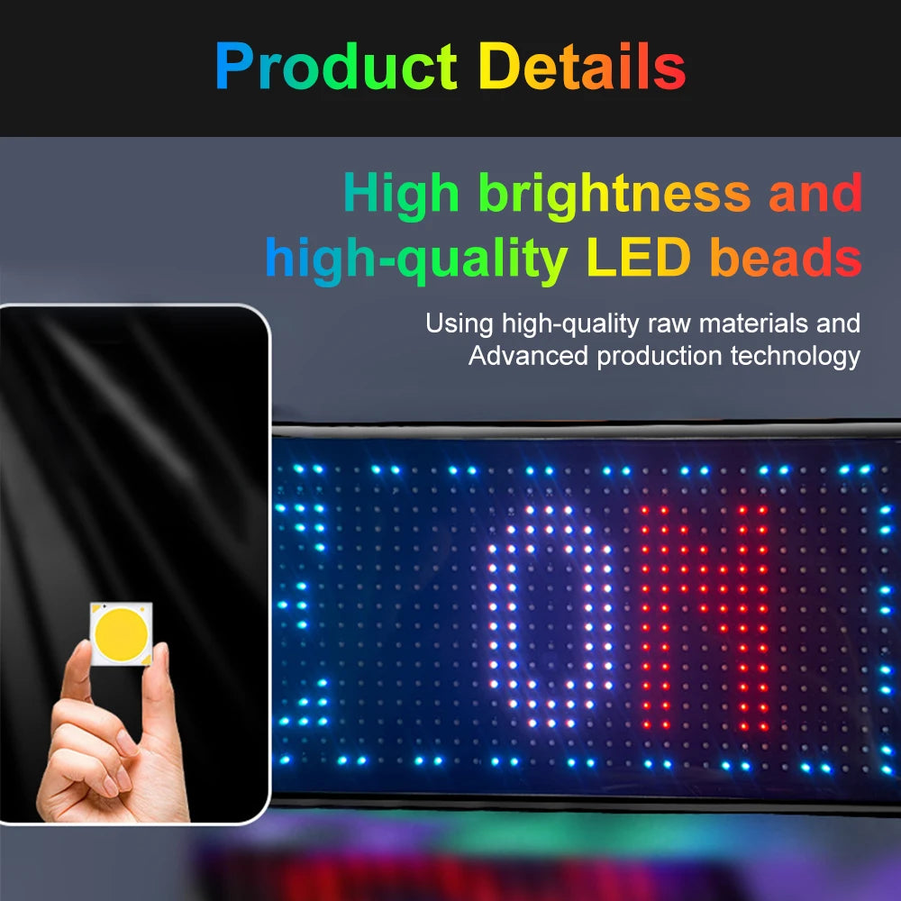 Smart LED Car Display – Flexible Matrix Screen for Rear Window | App-Controlled Text, Emojis & Animations | IP65 Weatherproof