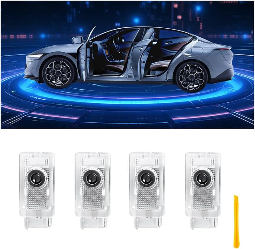 Car Door Lights Logo Projector Puddle Lights Compatible with SRX XTS ATS XT4 XT5 XT6 CT6 Accessories, No Fade 4K-HD Car Welcome Lights(4 Pack, Dual Plug)